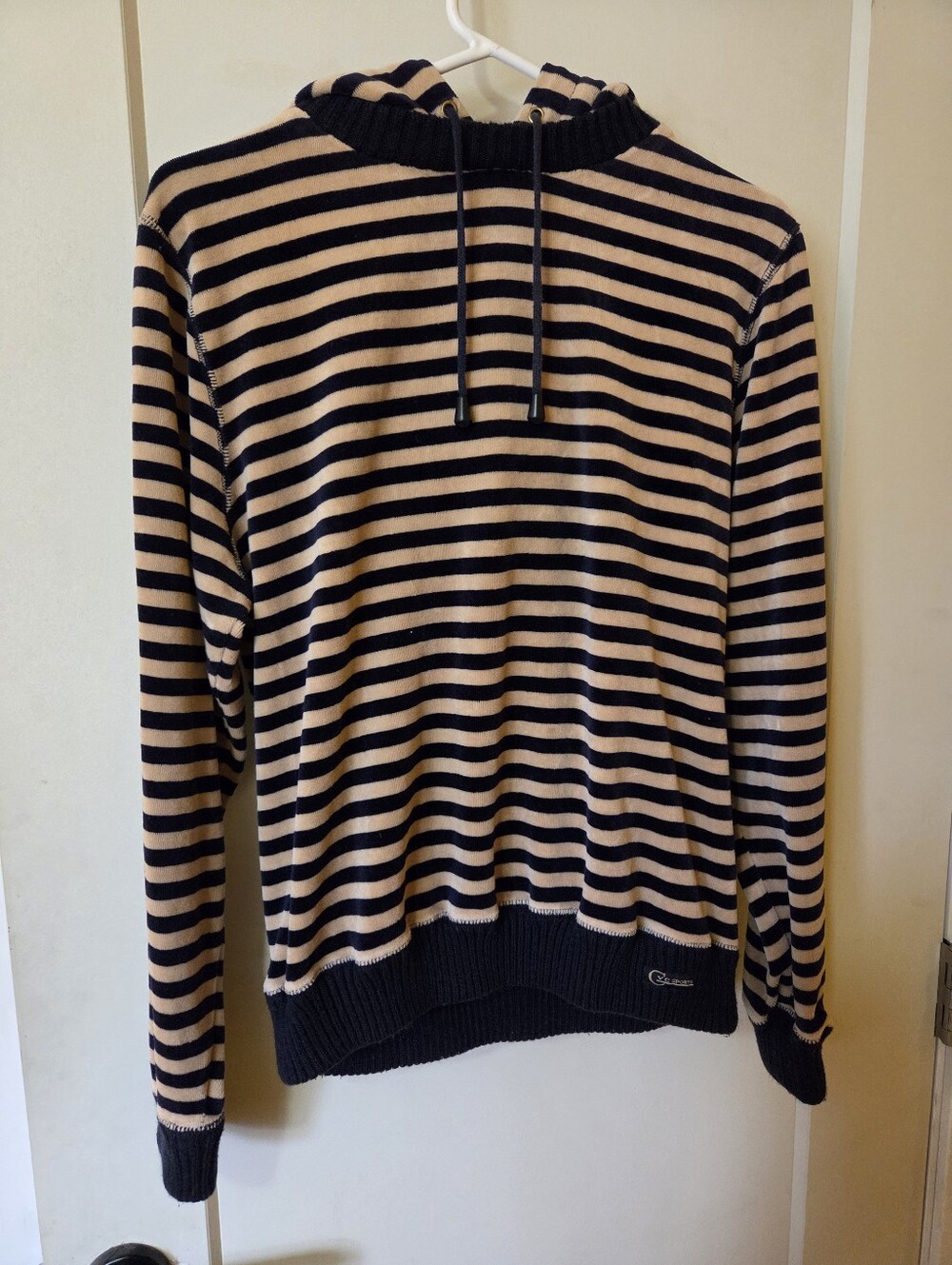 V.C Sport Velour Striped Hoodie Pull Over